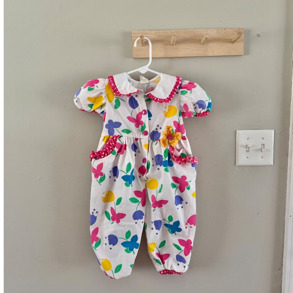 18m vintage butterfly bubble romper